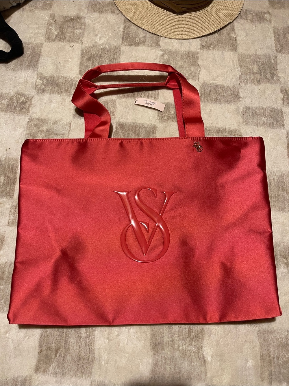 Victoria's Secret pink Satin Embossed VS Tote